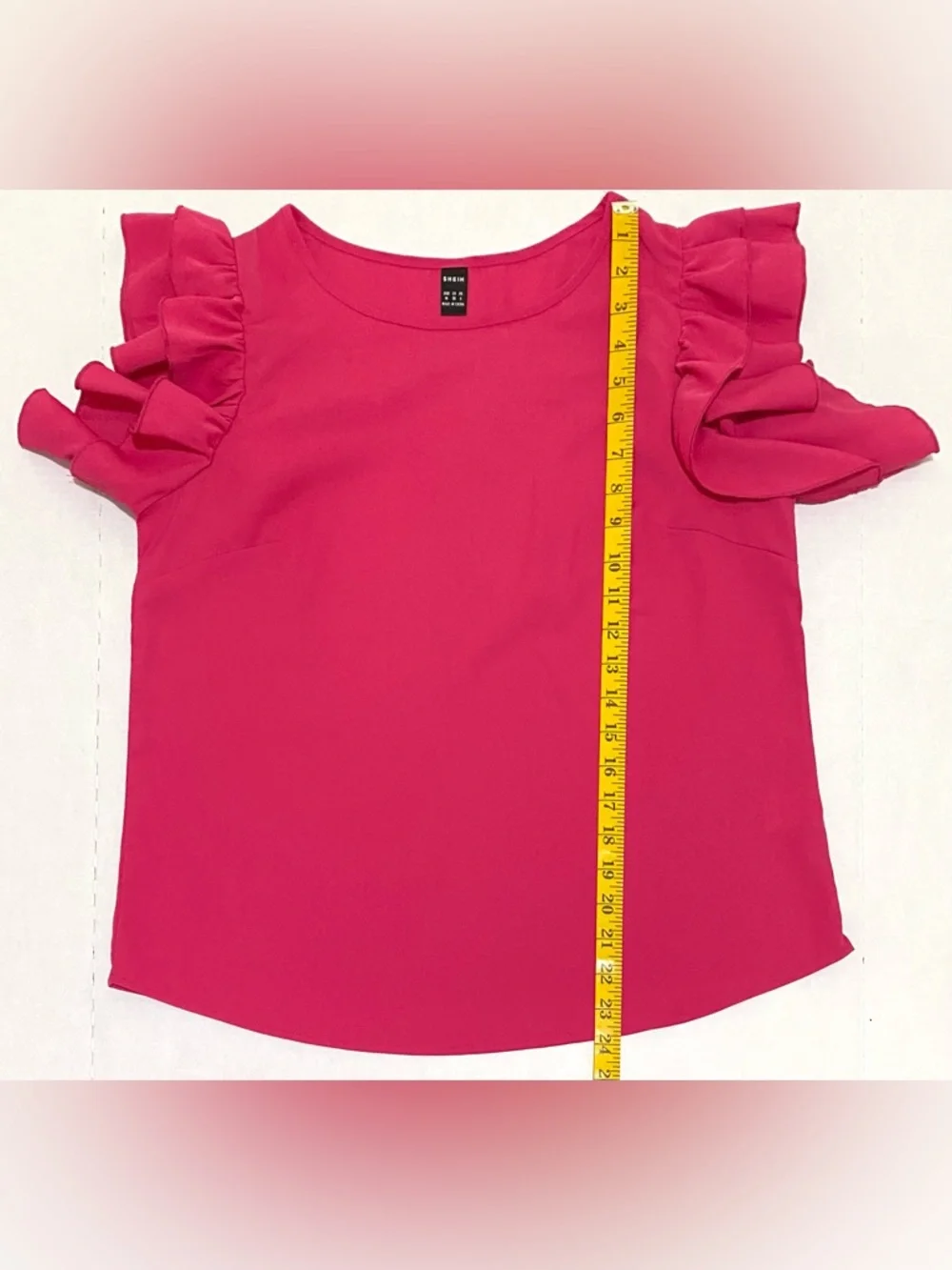 SHEIN Womens M Solid Pink Ruffle Sleeve Top Boho Summer Lightweight Preppy Fairy - Picture 11 of 16